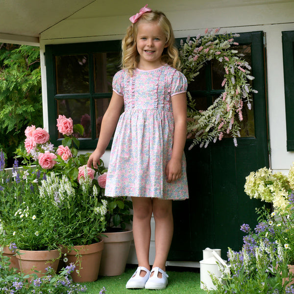 Pastel Floral Scalloped Frill Dress