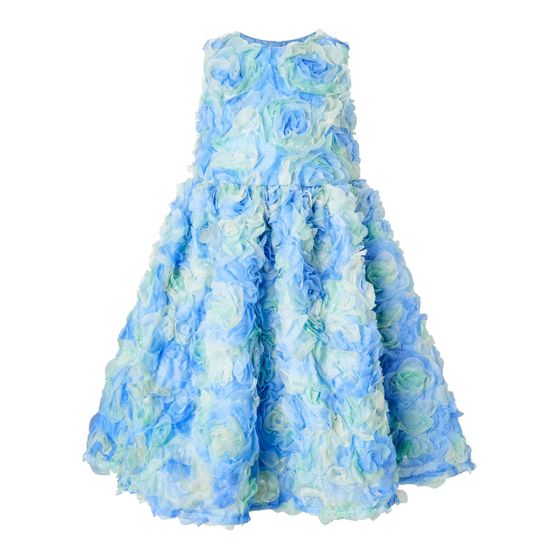 Blue Rosette Flutter Party Dress