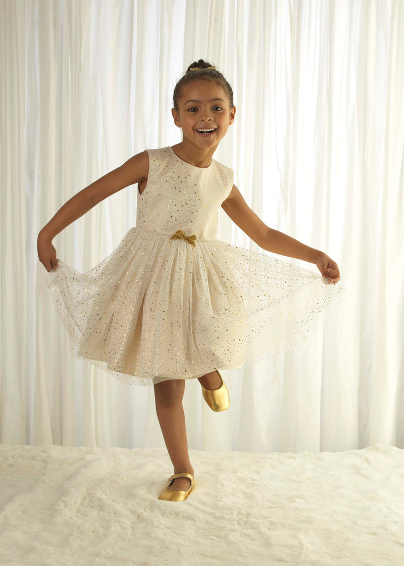 Sparkle Star Tulle Dress Gold