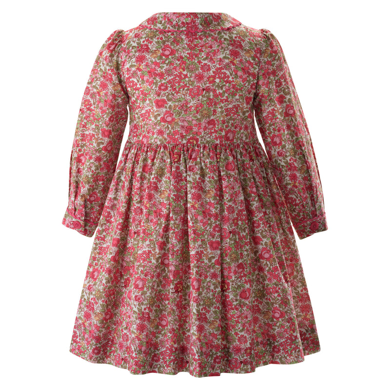 Pink Petal Blossom Smocked Button-front Dress