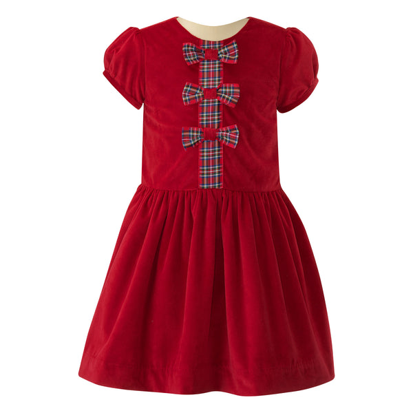 Tartan Bow Front Dress, Red