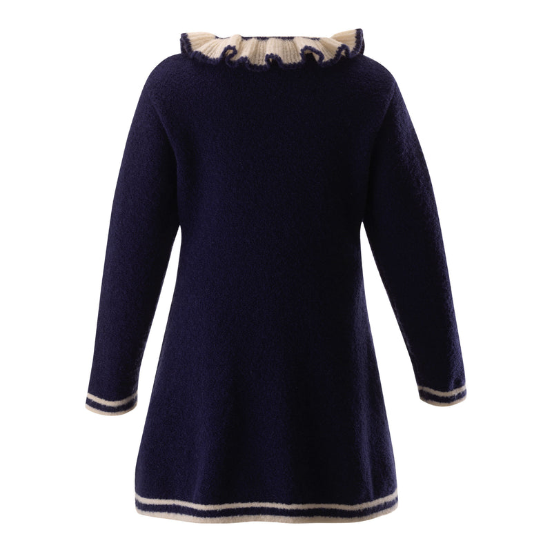 Navy Knit Frill Dress