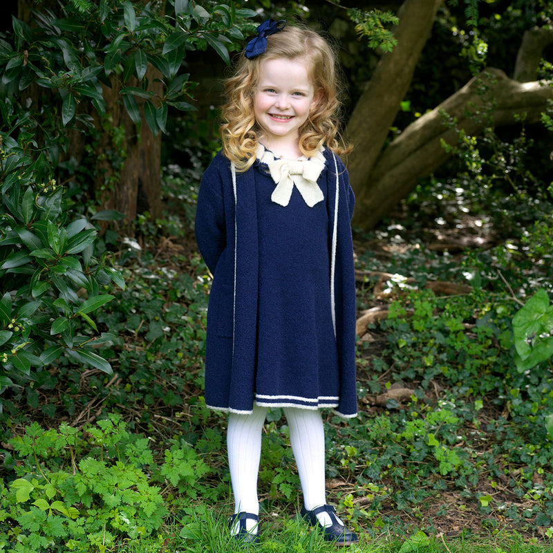 Navy Knit Frill Dress