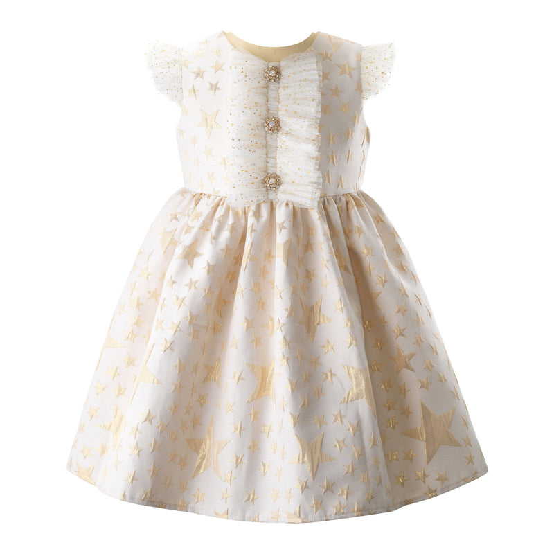 Star Ruffle Damask Dress