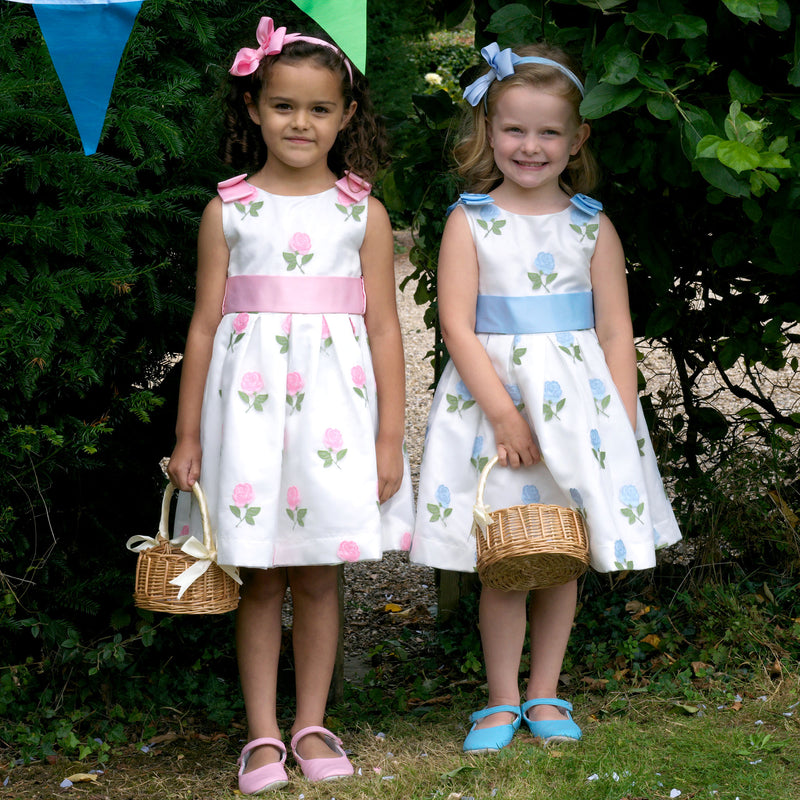 Blue Rose Embroidered Organza Dress