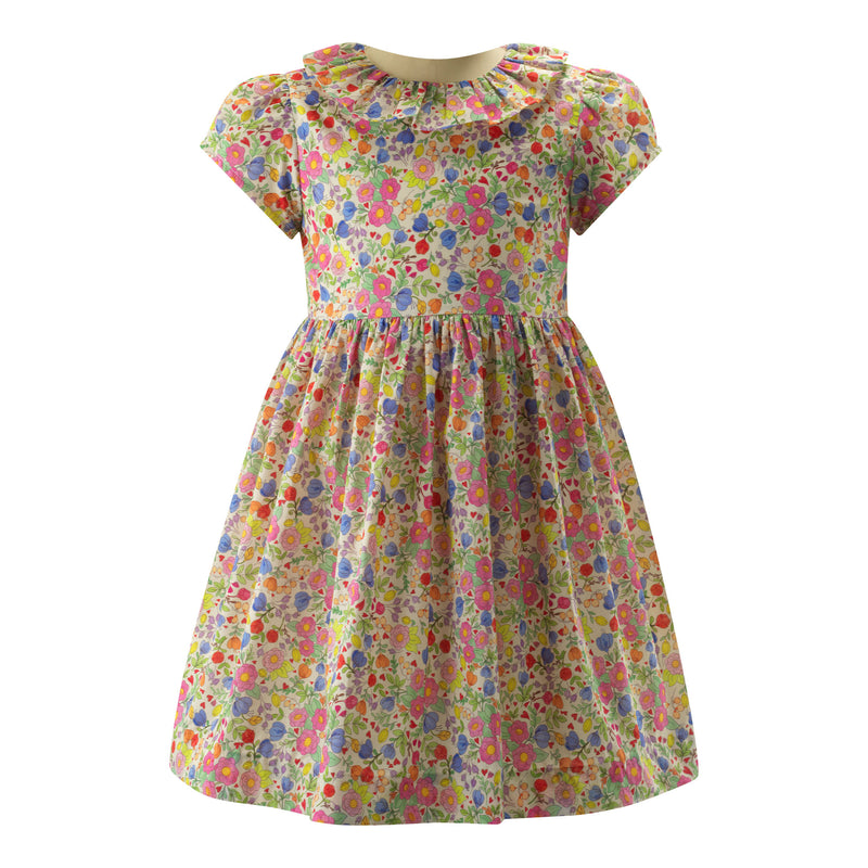 Floral Hearts Frill Collar Dress