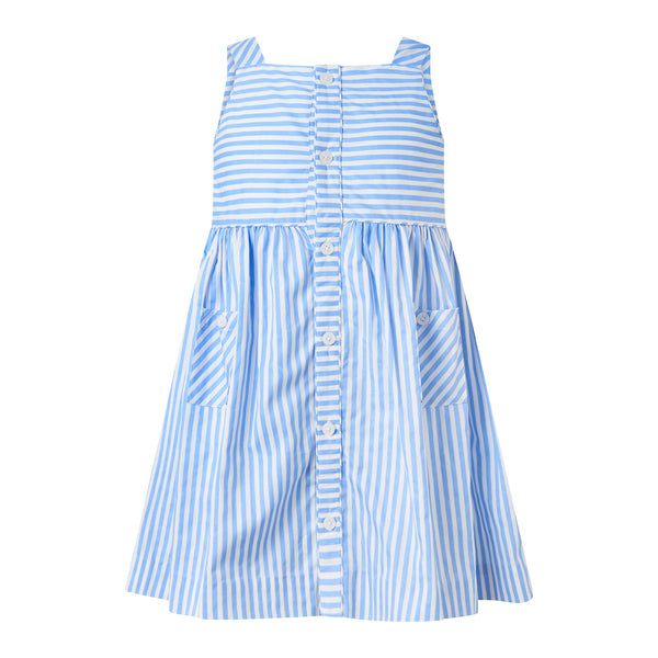 Blue Striped Button-Front Sun Dress