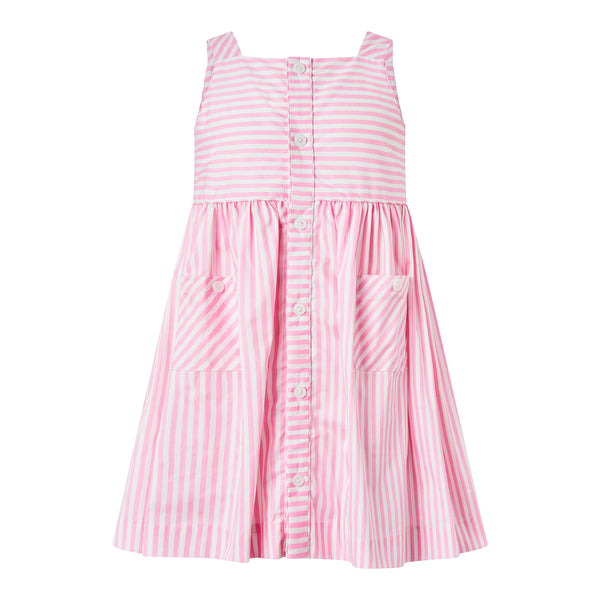 Pink Striped Button-Front Sun Dress