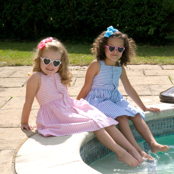 Pink Striped Button-Front Sun Dress