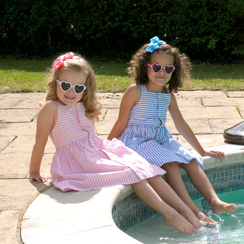 Blue Striped Button-Front Sun Dress