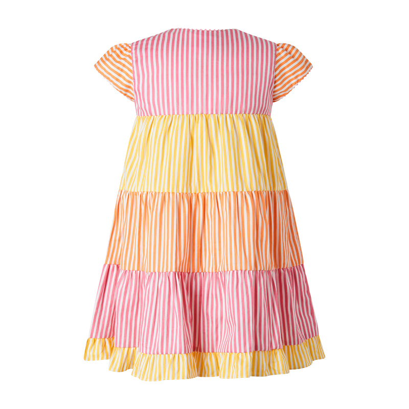 Striped Tier Button-front Dress