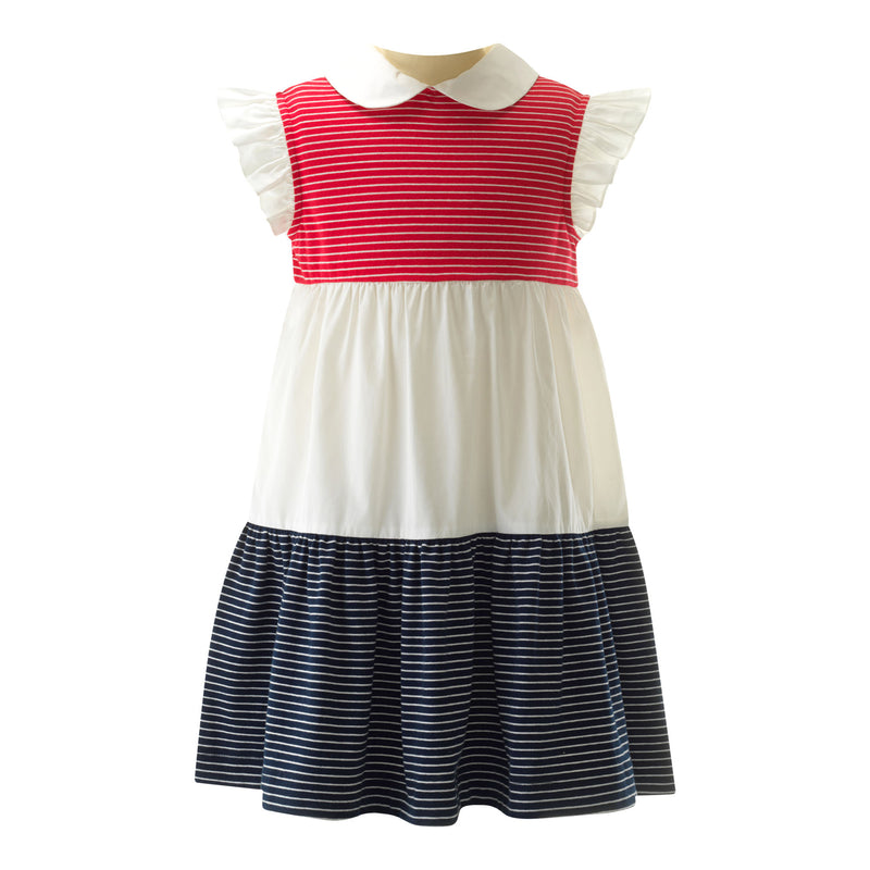 Striped Jersey Tiered Dress