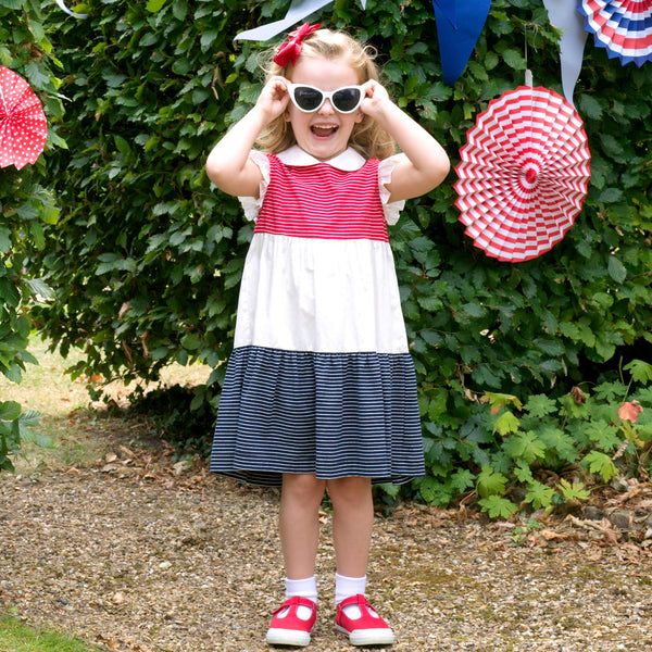 Striped Jersey Tiered Dress