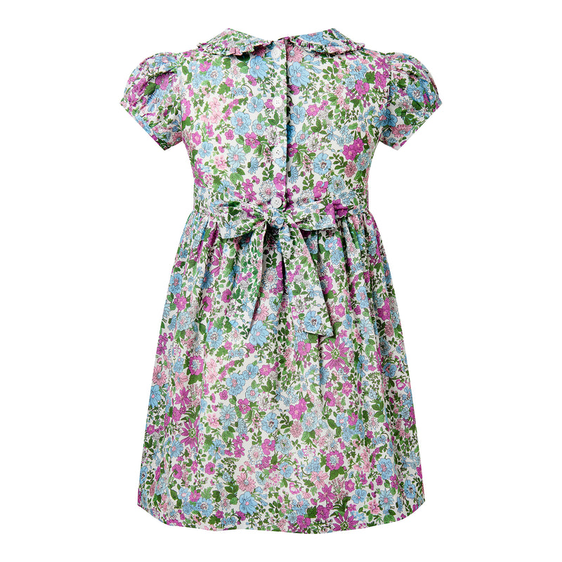 Purple Leafy Floral Frill Dress