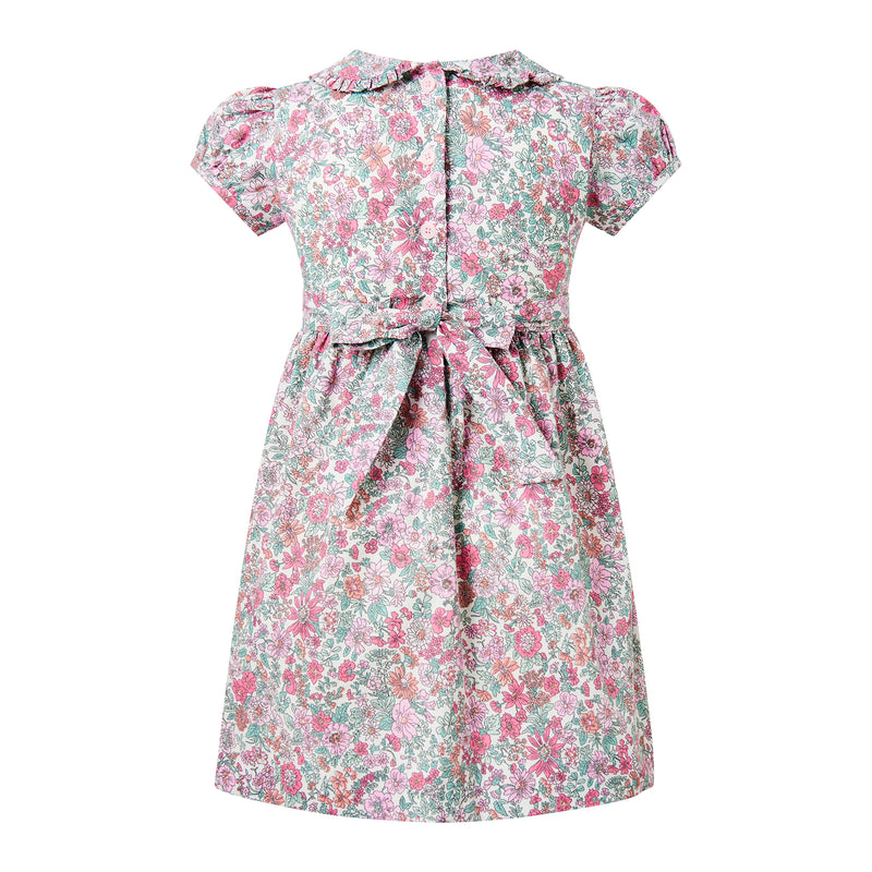 Pink Leafy Floral Frill Dress