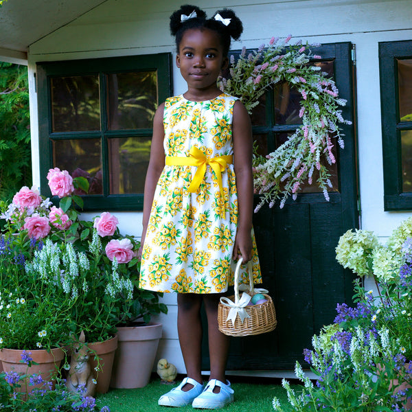 Tulip Bouquet Sash Dress, Yellow