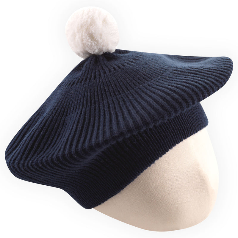 Navy Pom Pom Beret