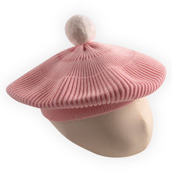 Pink Pom Pom Beret