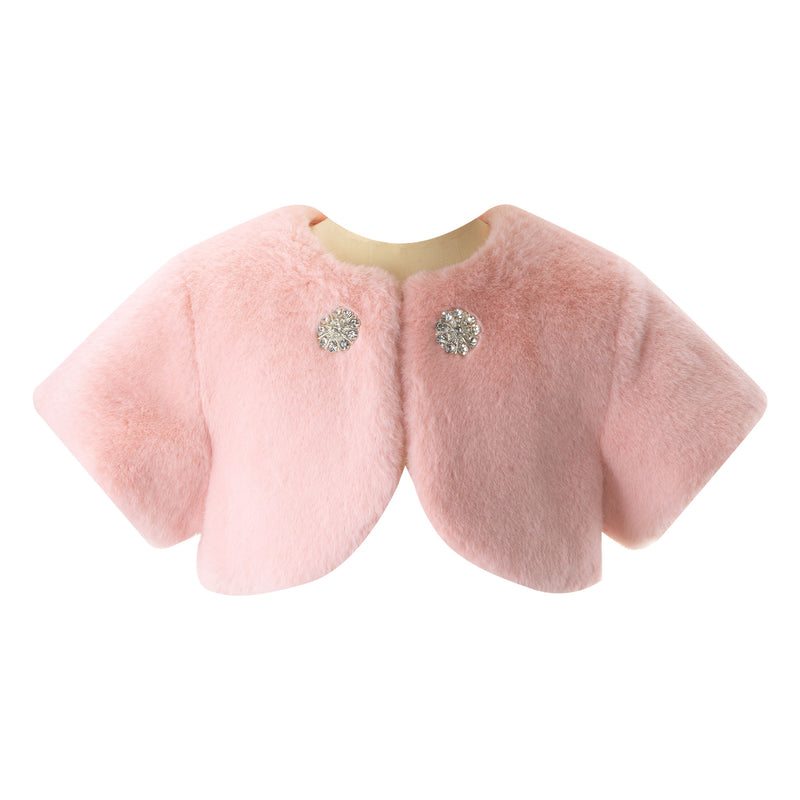 Diamanté Faux Fur Bolero Pink