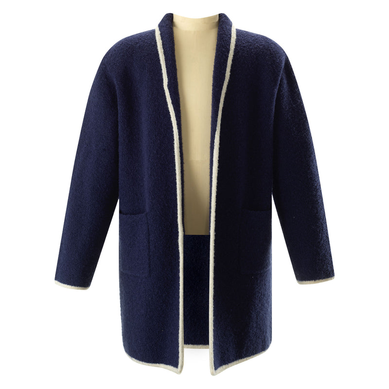 Navy Long Knit Cardigan