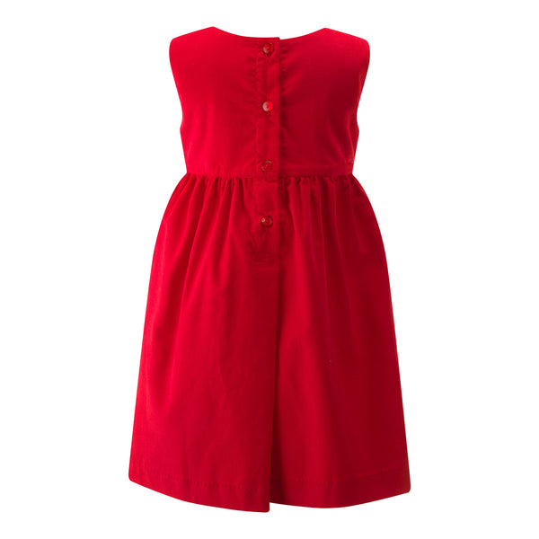 Red Babycord Pocket Pinafore