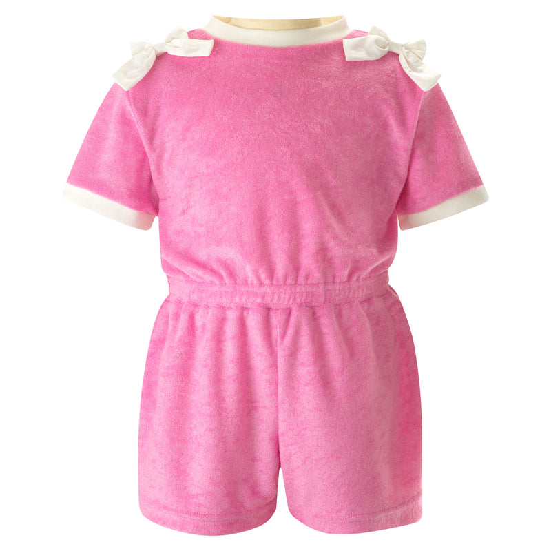 Bow Towelling Playsuit, Pink