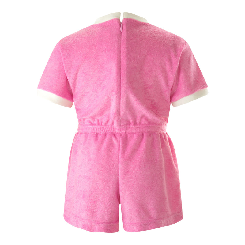 Bow Towelling Playsuit, Pink