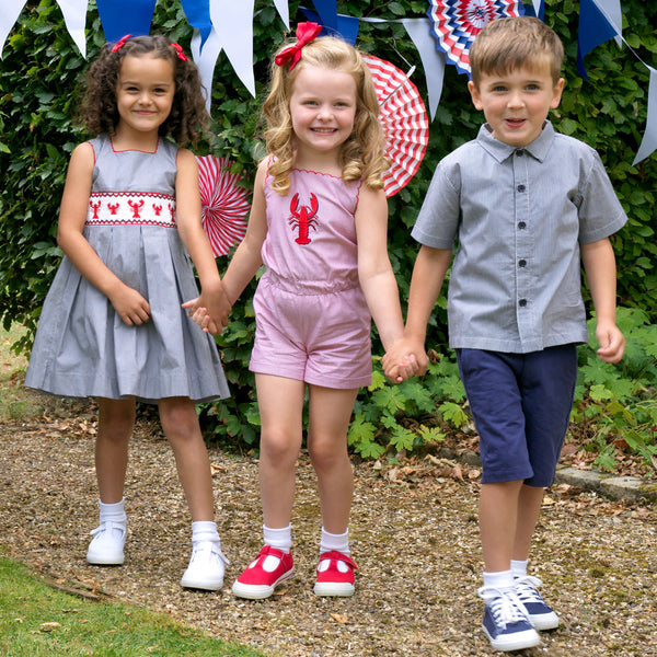 Stripe Lobster Smocked Dress