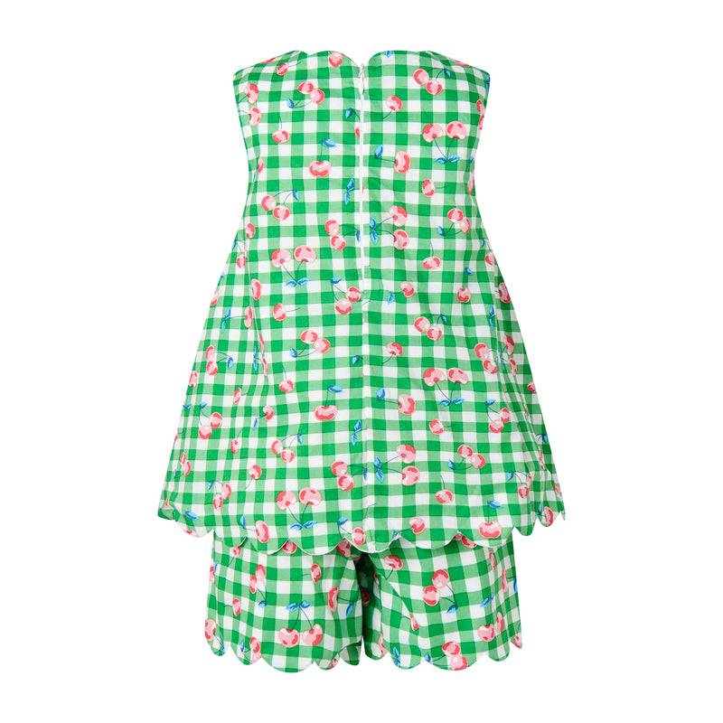 Cherry Check Scalloped Top & Short Set