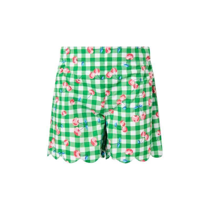 Cherry Check Scalloped Top & Short Set