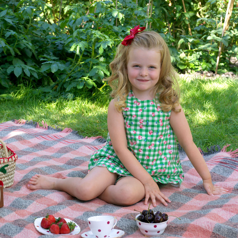 Cherry Check Scalloped Top & Short Set