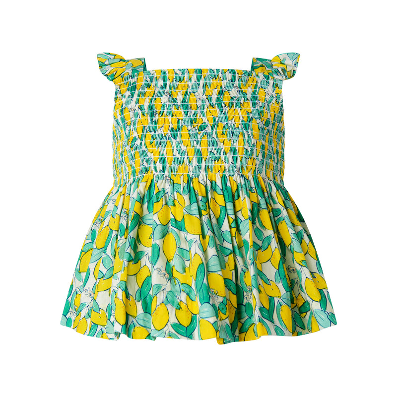 Lemon Ruched Top & Skirt Set