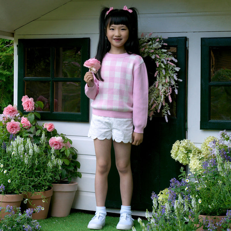 Pink Gingham Sweater