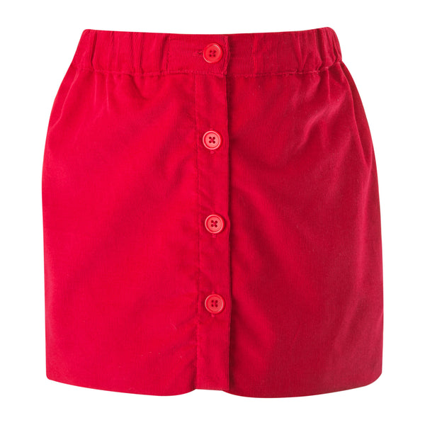Red Button-front Skirt