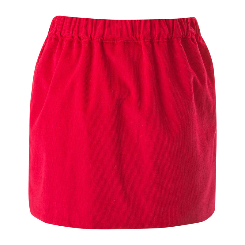 Red Button-front Skirt