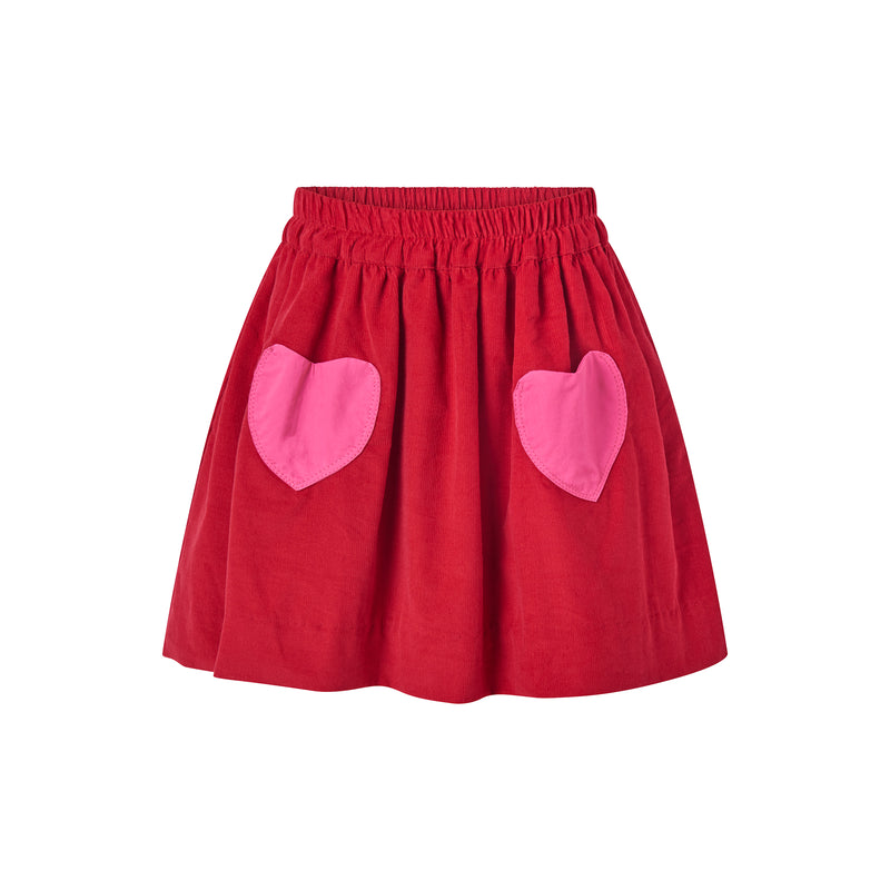 Heart Pocket Babycord Pull-on Skirt