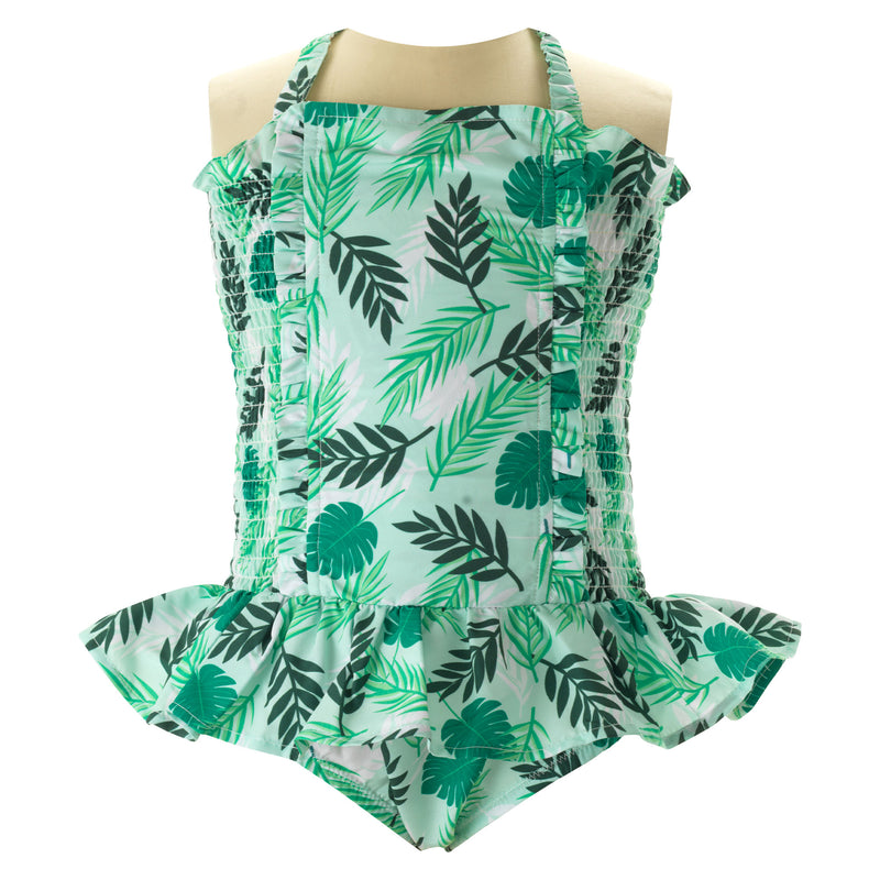 Palm Tree Ruched Swimsuit