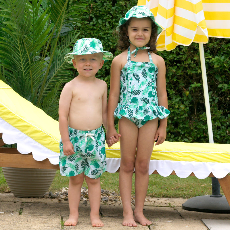 Palm Tree Ruched Swimsuit