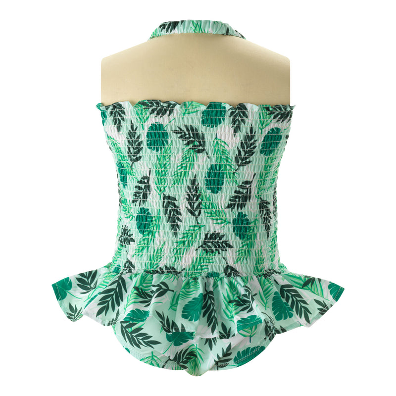 Palm Tree Ruched Swimsuit