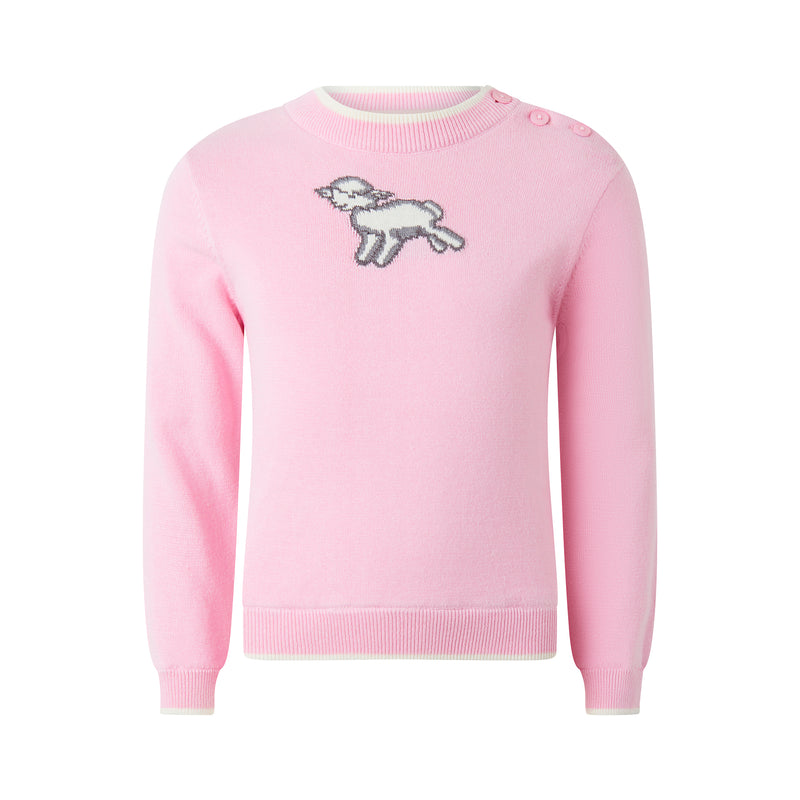 Lamb Intarsia Sweater, Pink