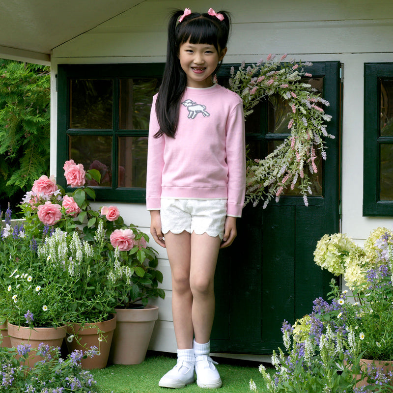 Lamb Intarsia Sweater, Pink