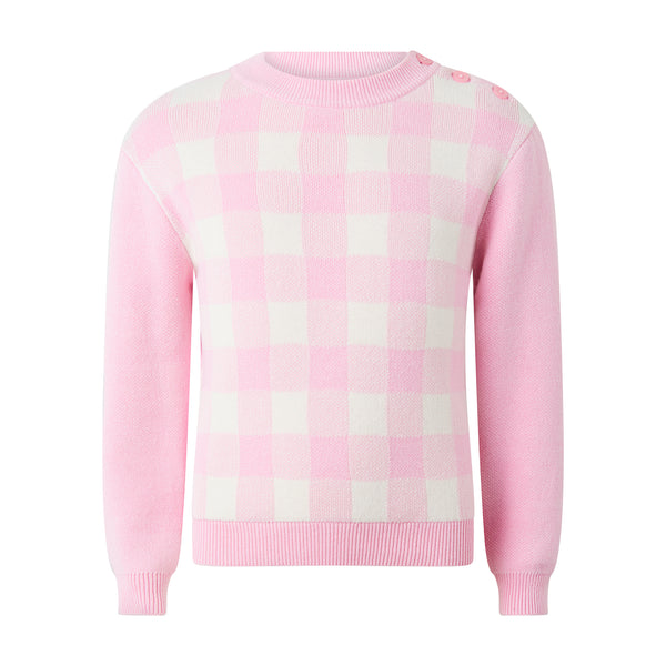 Pink Gingham Sweater