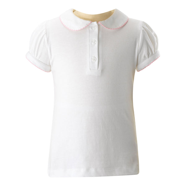 Pink Picot Trim Polo