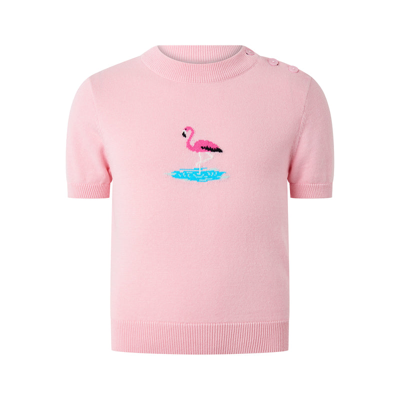 Flamingo Intarsia Knit T-shirt