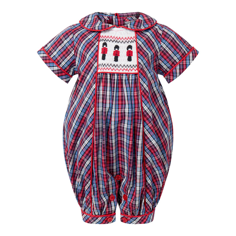 Soldier Smocked Tartan Babysuit