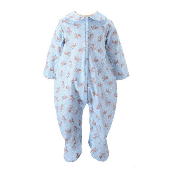 Blue Polka Dot Fawn Babygro