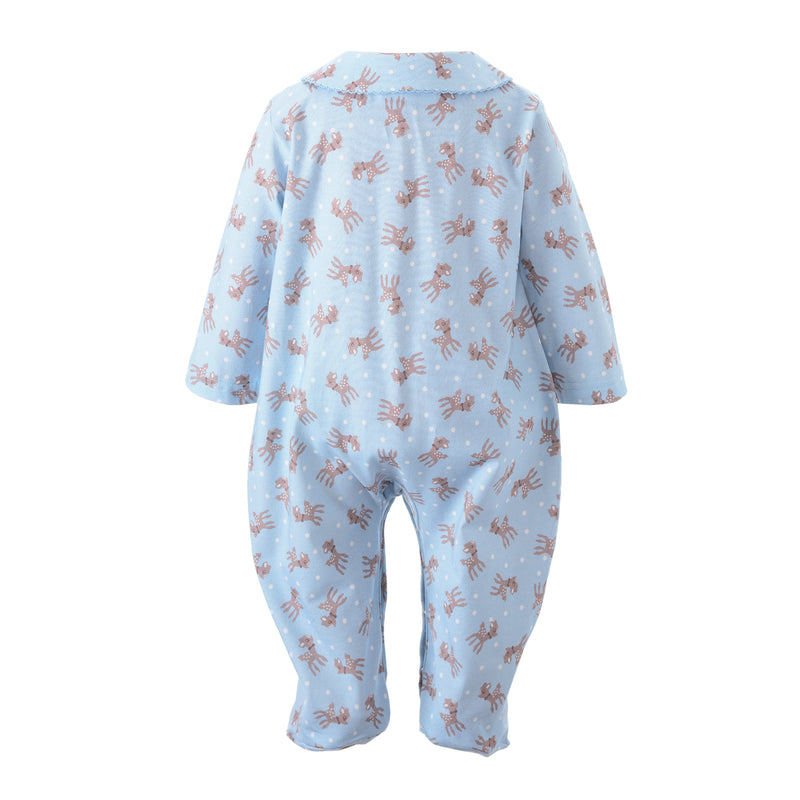 Blue Polka Dot Fawn Babygro