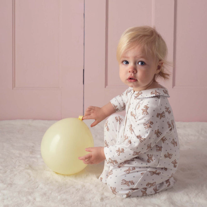 Grey Polka Dot Fawn Babygro