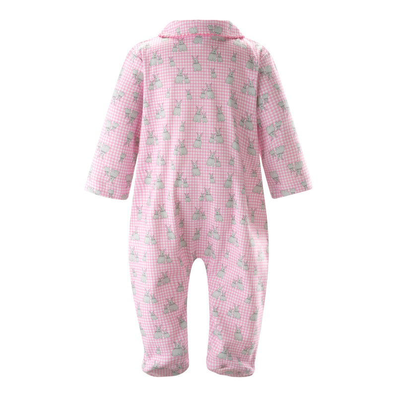 Pink Gingham Bunny Babygro