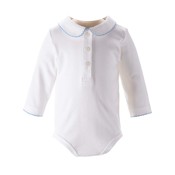 Blue Picot Trim Bodysuit